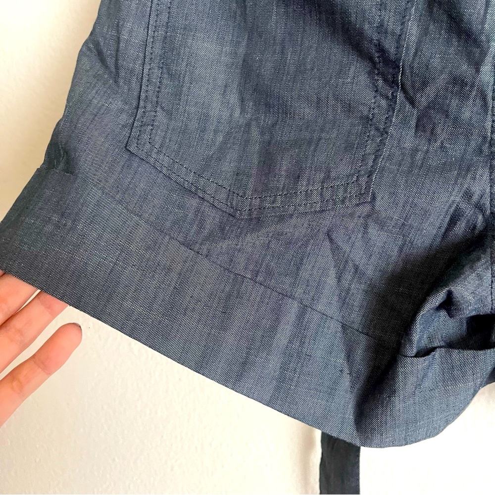 BANANA REPUBLIC Hampton Fit Chambray Shorts with STRAP, SIZE 2 PETITE NAVY BLUE - Picture 9 of 11